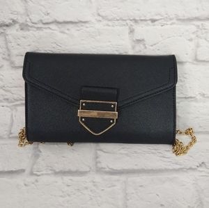 Aldo black leather envelope crossbody bag